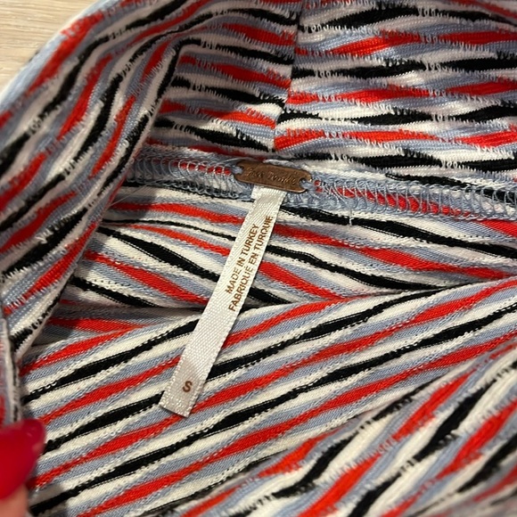 NWOT Free People Little Baby Blue Multi Print Turtleneck Crop Top pinup art deco - Picture 5 of 8